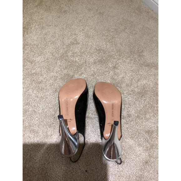 Luciano Padovan Heels, Size 35 IT Luciano Padovan Black Patent leather peep toe heels